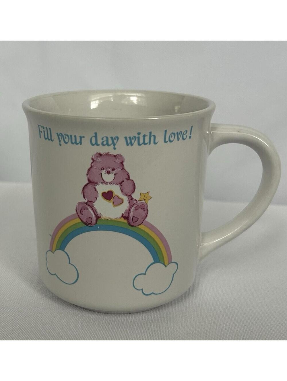 Vtg Retro  Care Bears Love-A-Lot Bear Stoneware Mug by American Greetings 1980s